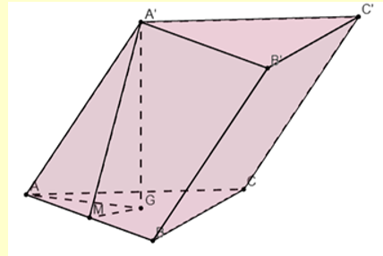 Cho hình lăng trụ ABC.A'B'C' có đáy là tam giác đều. (ảnh 1)