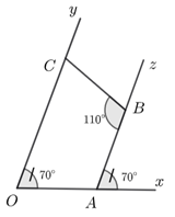 Cho góc xOy =70 độ . Trên tia Ox lấy điểm A  (ảnh 1)