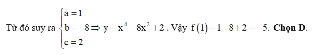 Cho hàm số f(x)= a{x^4} + b{x^2} + c (ảnh 1)