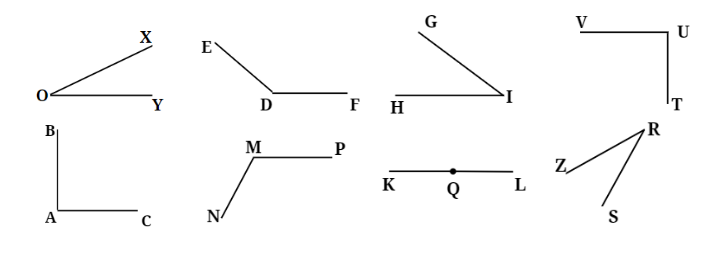 D&ugrave;ng thước đo độ để đo c&aacute;c g&oacute;c sau rồi ho&agrave;n th&agrave;nh bảng: (ảnh 1)