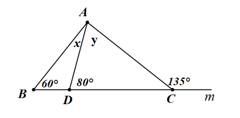 Cho hình vẽ sau:  Khi đó:           a) góc {ACD} = 45 độ (ảnh 1)