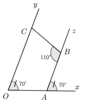 Cho xOy = 70 độ . Trên tia (Ox) lấy điểm (A) (ảnh 1)