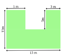 Tính diện tích ngôi nhà của Bánh Bao có kích thước như hình vẽ dưới đây: (ảnh 1)