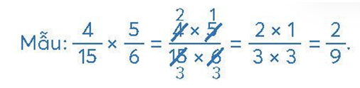 Tính (theo mẫu): 2/5 x 9/8 (ảnh 1)