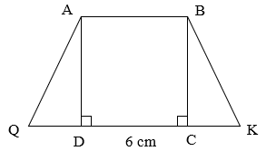 Cho hình vẽ dưới đây, biết ABCD là hình vuông cạnh 6 cm, AB = \[\frac{1}{2}\] KQ. Tính diện tích hình thang ABKQ. (2 điểm) (ảnh 1)