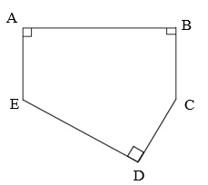AB = 20m, BC = 15m, CD = 12m, DE = 16m, EA = 15m. Ông Bắc nhờ cháu Ninh tính giúp ông diện tích của mảnh đất. (ảnh 1)