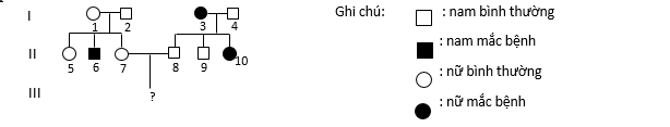 Nghiên cứu sự di truyền của một bệnh do đột biến gene lặn nằm trên nhiễm sắc thể thường quy định và di truyền theo quy luật Menđen người ta xây dựng được sơ đồ phả hệ sau: (ảnh 1)