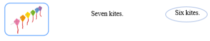 Look, read and circle. There is one example.    Seven kites.  	  Six kites. (ảnh 2)