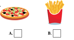 Listen and put a tick (✔) in the box. There is one example. (ảnh 1)