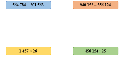  Đặt tính rồi tính. 564 784 + 201 563;  940 152 – 356 124 (ảnh 1)