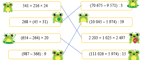 Em hãy nối hai biểu thức có giá trị bằng nhau. (ảnh 2)