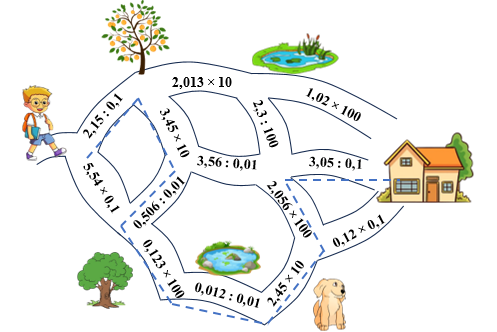 Tìm đường về nhà! Đường về nhà của Nam là đường có kết quả là số thập phân có một chữ số ở phần thập phân. (ảnh 2)
