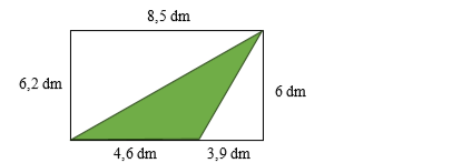 Em hãy tính diện tích của phần được tô màu trong hình vẽ Câu trả lời: Diện tích của phần được tô màu trong hình vẽ là: ... (ảnh 1)