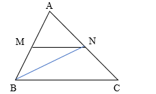 Viết số thích hợp vào chỗ trống: Cho hình tam giác ABC có diện tích là 100 cm2. Biết M là trung điểm của AB và N là trung điểm của AC. Vậy: a) Diện tích hình tam giác AMN là: …. b) Diện tích hình thang MNCB là: …. (ảnh 2)