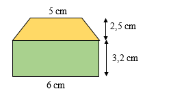 Diện tích của hình vẽ dưới đây là:  (ảnh 1)