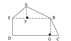 Tính diện tích mảnh đất có hình dạng như hình vẽ dưới đây. Biết: EF = 10 m; FB = 15 m; AF = 9 m; BG = 12 m; DC = 30 m (ảnh 1)