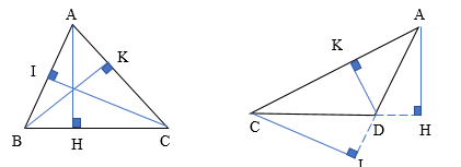 Kẻ các đường cao của mỗi hình tam giác dưới đây và chỉ ra đáy và đường cao tương ứng. (ảnh 2)