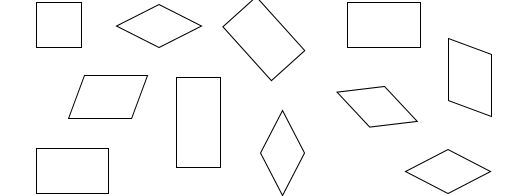 PHẦN II. TỰ LUẬN Bài 1. Cho các hình vẽ:a) Em hãy tô màu xanh vào các hình chữ nhật có trong hình vẽ. b) Em hãy tô màu vàng vào các hình thoi có trong hình vẽ. (ảnh 1)