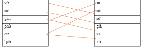 Hãy ghép 2 vế với nhau để tạo thành từ. xứ sa sứ sử gần sở phù giả cư xa lịch xử (ảnh 1)