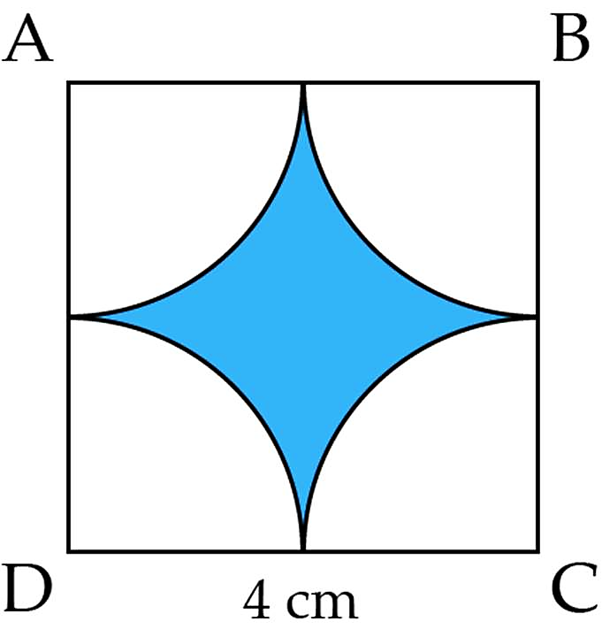 Cho hình vuông ABCD có cạnh 4cm. Tính diện tích phần tô đậm của hình vuông ABCD (xem hình vẽ) (ảnh 1)