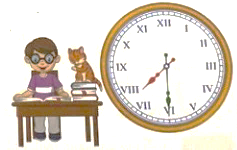 Tối nay khi ngồi vào bàn học, Bình thấy đồng hồ chỉ như bức tranh. Bình bắt đầu học bài lúc: (ảnh 1)