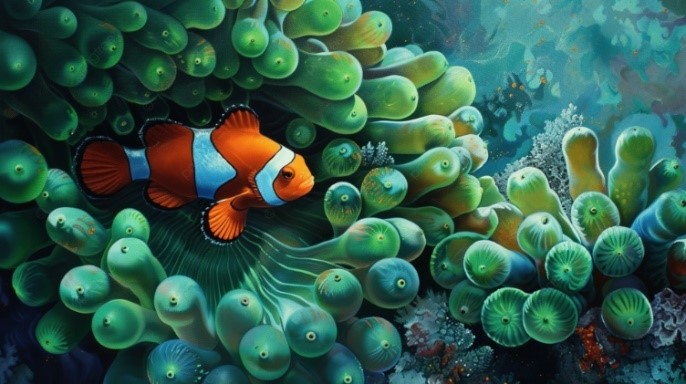 Trong các rạn san hô ở đại dương, loài cá hề thường xuyên sống gần hải quỳ, nơi mà cả hai loài cùng tồn tại và phát triển (Hình 2).  (ảnh 1)