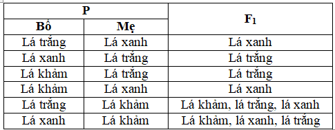 Năm 1909, Carl Correns đã tiến hành thí nghiệm ở cây hoa bốn giờ (Mirabillis jalapa) thu được kết quả như bảng bên. Có các phát biểu sau về thí nghiệm này, bao nhiêu phát biểu đúng? (ảnh 1)