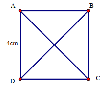 Vẽ hình vuông ABCD có cạnh bằng 4cm, rồi kiểm tra xem hai đường chéo AC và BD: (ảnh 1)
