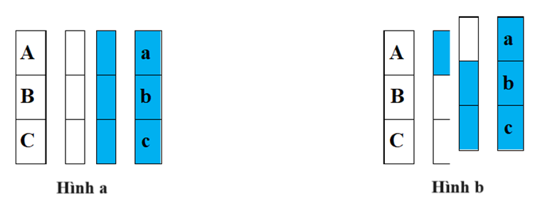 Cho các hình vẽ về sự phân bố các gene trên một cặp nhiễm sắc thể :          		     Hình a                                                         Hình b Dựa vào hình vẽ, hãy cho biết mỗi nhận định dưới đây là đúng hay sai? (ảnh 1)