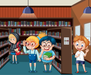 Choose the correct answer.    A. Mark and his friends were at school. B. Mark and his friends were at the library. C. Mark and his friends were at the park.  (ảnh 1)