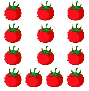 Hình nào có 15 quả cà chua? A. B. C. D. (ảnh 2)