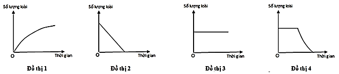 Các đồ thị ở Hình 7 mô tả các loại diễn thế sinh thái, đồ thị nào ở Hình 7 mô tả đúng kết quả của diễn thế nguyên sinh, từ khi khởi đầu diễn thế cho đến khi hình thành quần xã đỉnh cực? (ảnh 1)