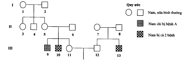 Ở người, bệnh A và bệnh B là hai bệnh do đột biến gene  lặn nằm ở vùng không tương đồng trên NST giới tính X, khoảng cách giữa hai gene  là 20cM. (ảnh 1)
