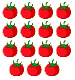 Hình nào có 15 quả cà chua? A. B. C. D. (ảnh 4)