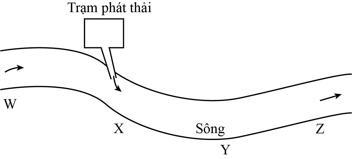 Một công ty thường xuyên xả nước thải ra ngoài sông qua các trạm phát thải. Con sông ở gần đó đã bị ô nhiễm nghiêm trọng và ảnh hưởng tới sự sinh trưởng và phát triển của một số loài sinh vật ở con sông.  (ảnh 1)