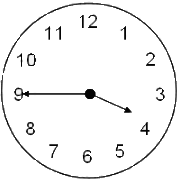 Đồng hồ đang chỉ mấy giờ?   	A. 4 giờ 50 phút 			B. 4 giờ kém 15 phút C. 4 giờ 45 phút 			D. 3 giờ 15 phút (ảnh 1)