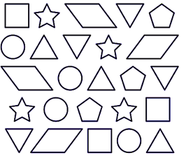 Hình dưới đây có bao nhiêu hình tam giác, bao nhiêu hình vuông và bao nhiêu hình tròn? (ảnh 1)