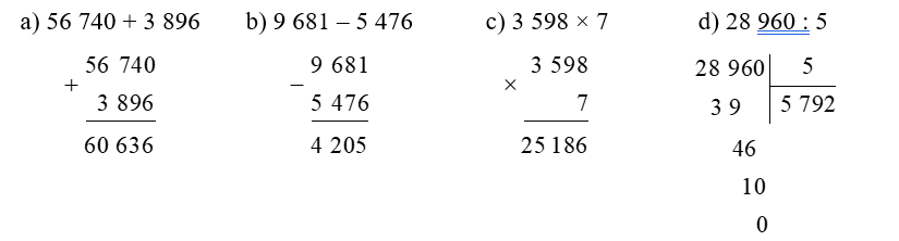 (2 điểm) Đặt tính rồi tính:
(ảnh 2)