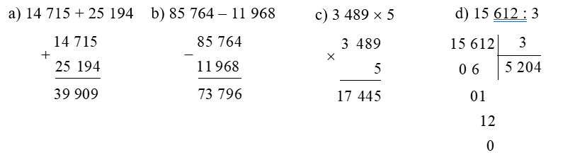 (2 điểm) Đặt tính rồi tính:  
 (ảnh 2)