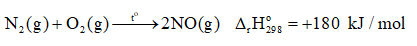 Phương trình nhiệt hóa học giữa nitrogen và oxygen như sau: (ảnh 1)
