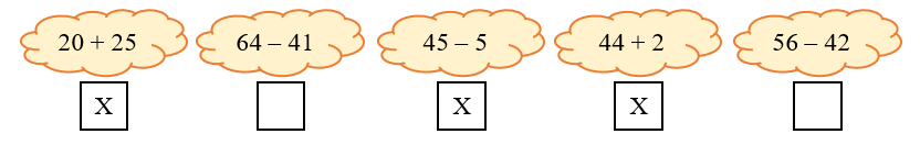 Đánh dấu “X” vào những phép tính ở các bông hoa có kết quả lớn hơn 37
 (ảnh 2)