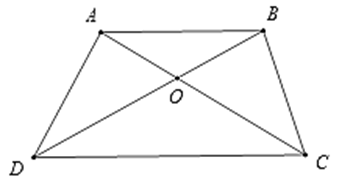 Cho hình thang ABCD (AB//CD), O là giao điểm hai đường chéo AC và BD. Khẳng định nào sau đây là đúng? (ảnh 1)