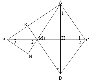 Cho tam giác ABC vuông tại A (AB > AC). Kẻ AH vuông góc với BC  (H  ∈  BC). Lấy điểm D thuộc tia đối của tia HA sao cho HD = HA.  Chứng minh  Δ C A H = Δ C D H . (ảnh 1)