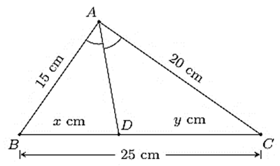 Cho hình vẽ bên. Độ dài x, y lần lượt là  (ảnh 1)