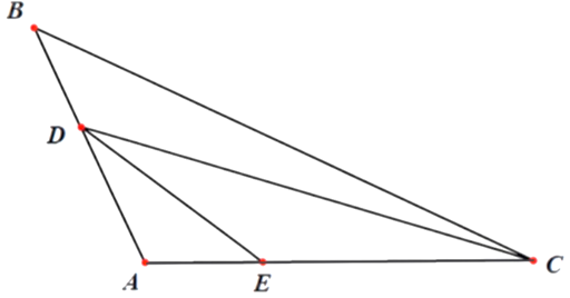 Cho  Δ A B C  có  ˆ A > 90 ∘ . Lấy điểm  D thuộc cạnh  A B ,  điểm  E  thuộc cạnh  A C .  Khi đó, (ảnh 1)
