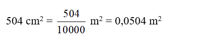 Viết các số đo sau dưới dạng số thập phân có đơn vị đo là mét vuông: 504 cm^2 (ảnh 1)