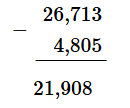Đặt tính rồi tính: 26,713 – 4,805 (ảnh 1)