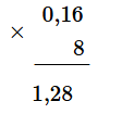Đặt tính rồi tính: 0,16 × 8 (ảnh 1)