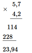 Đặt tính rồi tính: 5,7 × 4,2 (ảnh 1)