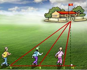 Ba bạn Hường; Huệ; Hà đi từ ba vị trí A;B;C đến trường. Bạn nào đến trường sớm hơn nếu ba bạn cùng khởi hành một lúc và đi theo con đường đã vạch màu đỏ.? (ảnh 1)